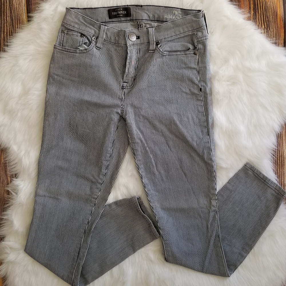 J Crew Toothpick Womens Striped Skinny Ankle Jeans